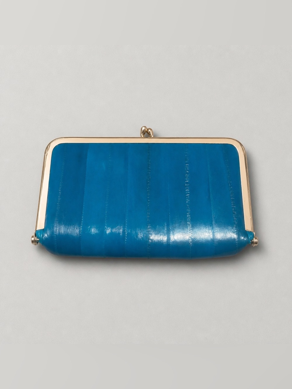 Vintage Lee Sands Turquoise Eelskin Frame Clutch Wallet